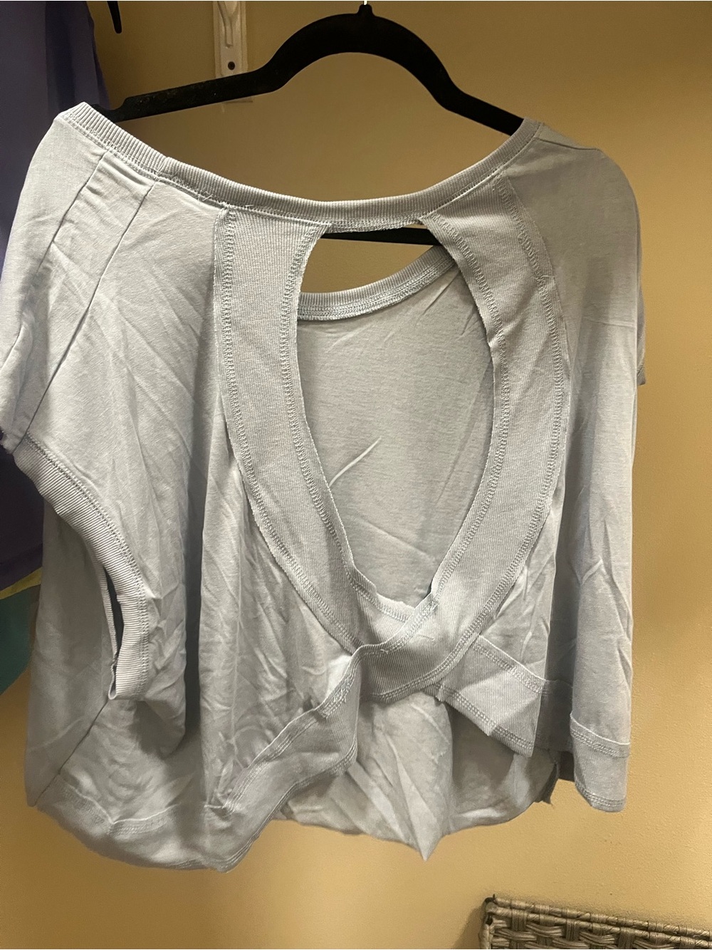 Women’s Scoop Neck Short Sleeve Top in Light Blue - Picture 2 of 2